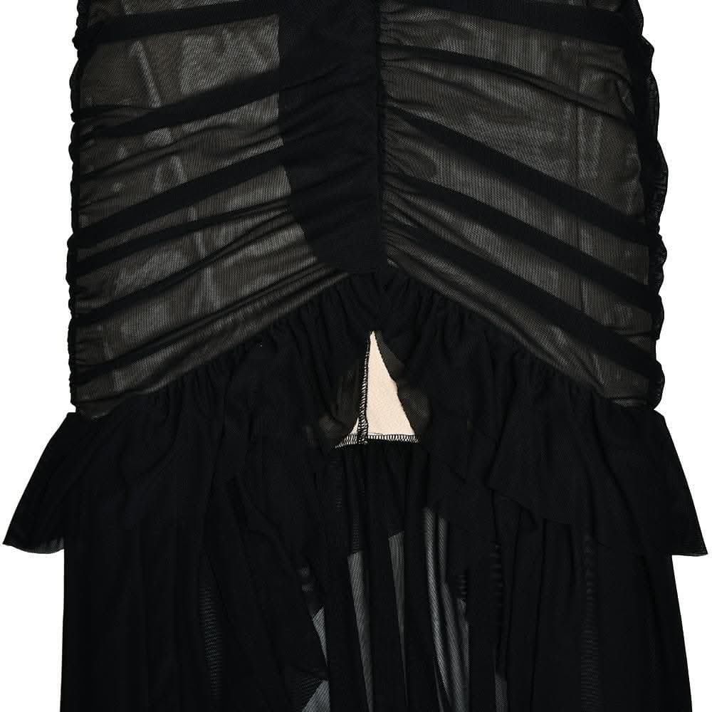 Sweetheart neck ruched ruffle tube midi dress-final-sale  | Festival Outfits Women