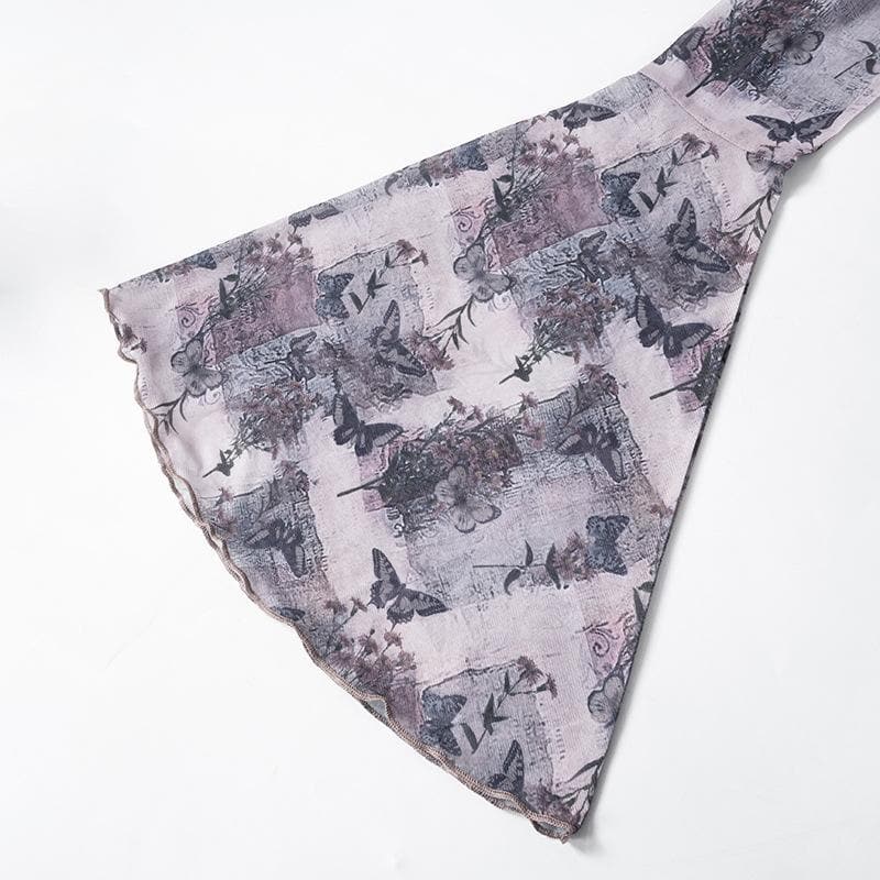 Dogon hannun riga mai sheƙi da aka buga da malam buɗe ido | Kayan Biki na Mata