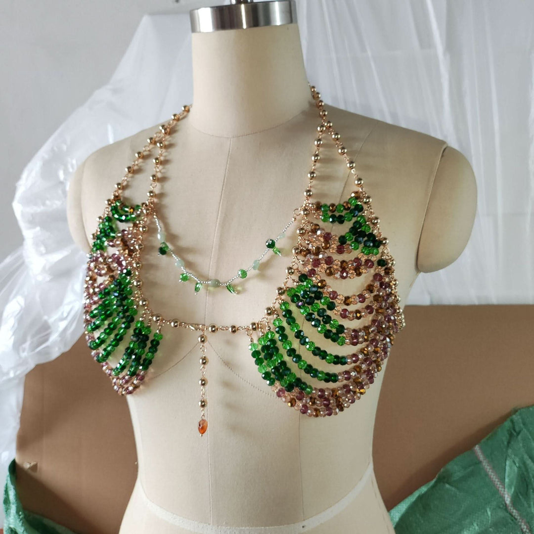Halter beaded hollow out backless crop cut out top  | Festival Outfits Women