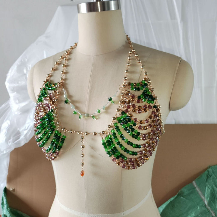 Halter beaded hollow out backless crop cut out top  | Festival Outfits Women