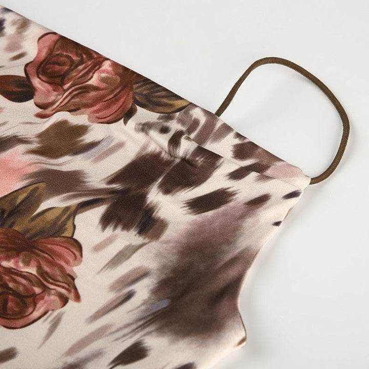 Cowl neck print backless cami midi dress  | Festival Outfits Women