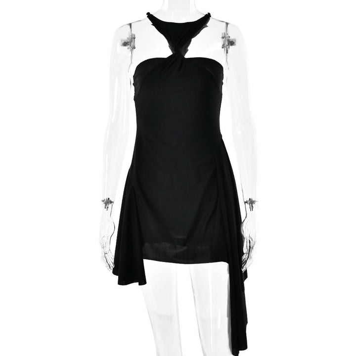 Halter ruched solid mini dress  | Festival Outfits Women