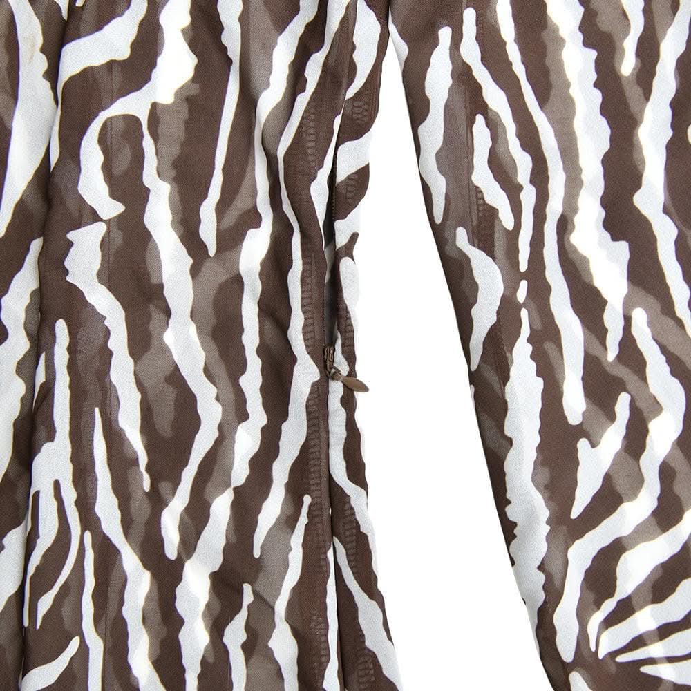 Sheer mesh see through zebra print long sleeve zip-up contrast maxi dress-final-sale  | Festival Outfits Women