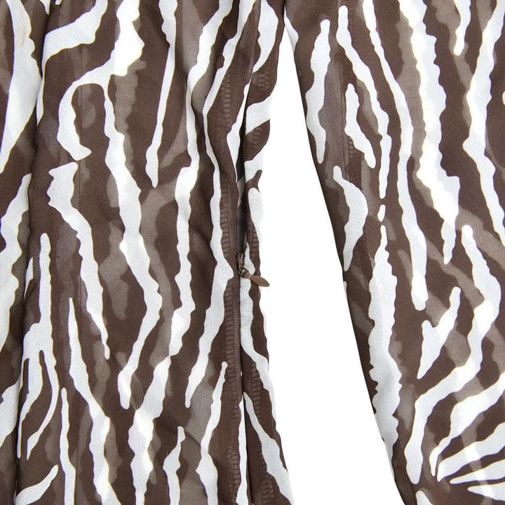 Sheer mesh see through zebra print long sleeve zip-up contrast maxi dress-final-sale  | Festival Outfits Women
