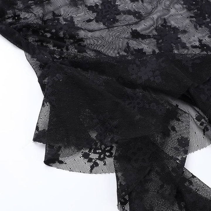 Lace cross applique irregular tube mini dress  | Festival Outfits Women