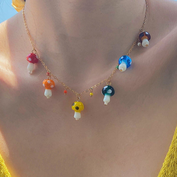 Mushrooms decor pendant choker necklace  | Festival Outfits Women
