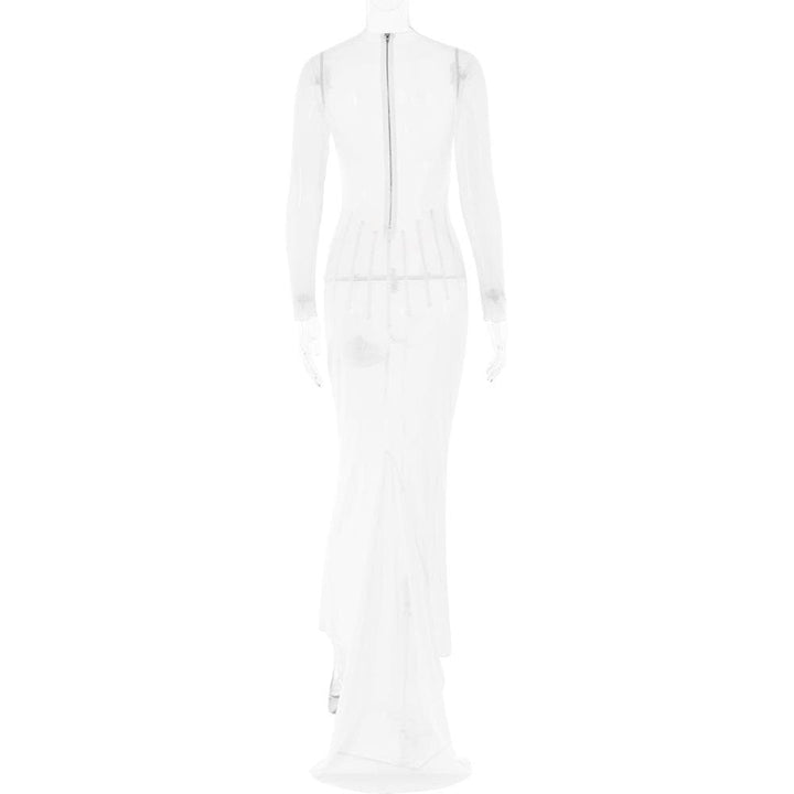 Riga mai dogon hannu mai sheer zip-up dinki mai dinki | Kayan Biki na Mata