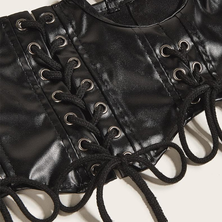 PU leather lace up solid cami corset  | Festival Outfits Women