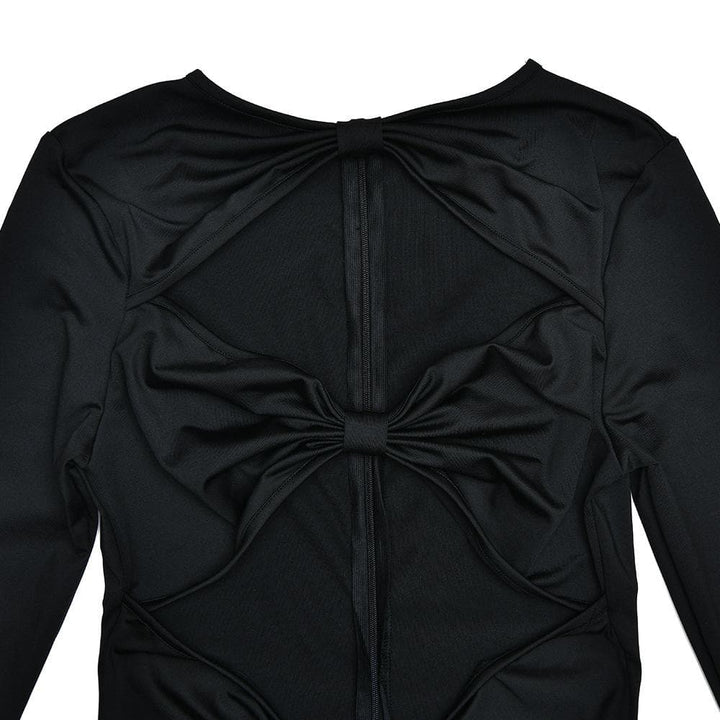 Long sleeve hollow out ruched solid jumpsuit  | Festival Outfits Women