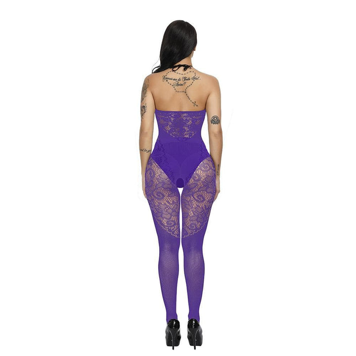Halter patchwork lace backless bodystocking  | Festival Outfits Women