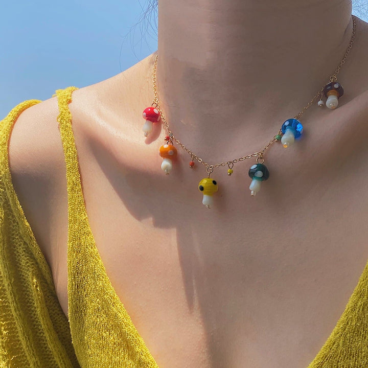 Mushrooms decor pendant choker necklace  | Festival Outfits Women