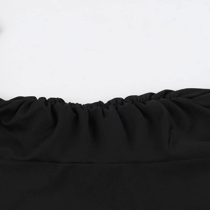 Ruched long flared sleeve v neck solid mini dress  | Festival Outfits Women