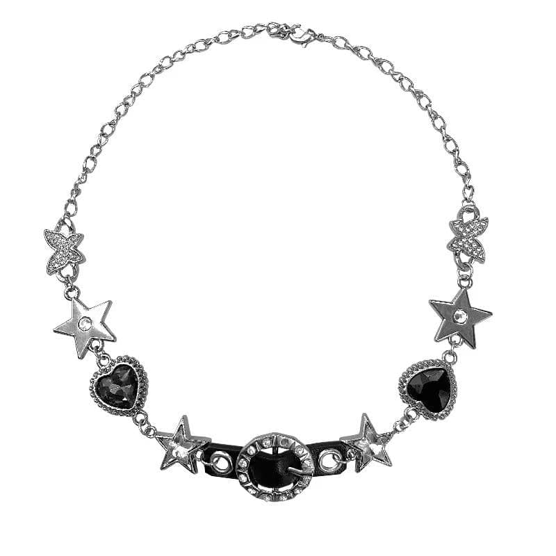 Buckle decor rhinestone choker necklace  | Festival Outfits Women