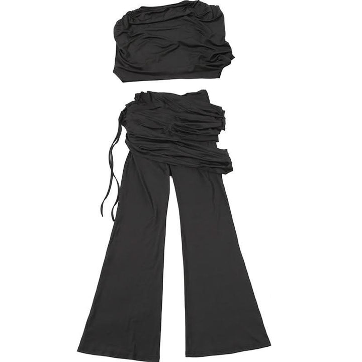 Cap sleeve ruched solid pant set  | Festival Outfits Women