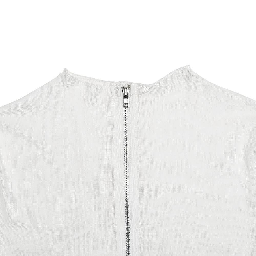 Riga mai dogon hannu mai sheer zip-up dinki mai dinki | Kayan Biki na Mata