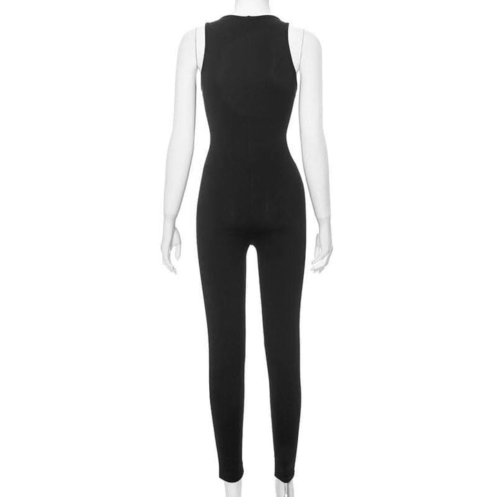 U neck sleeveless lace patchwork solid jumpsuit-final-sale  | Festival Outfits Women