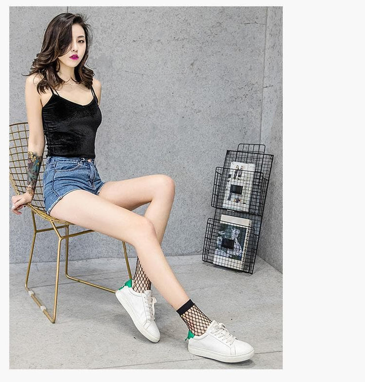 Bowknot fishnet solid patchwork socks  | Festival Outfits Women