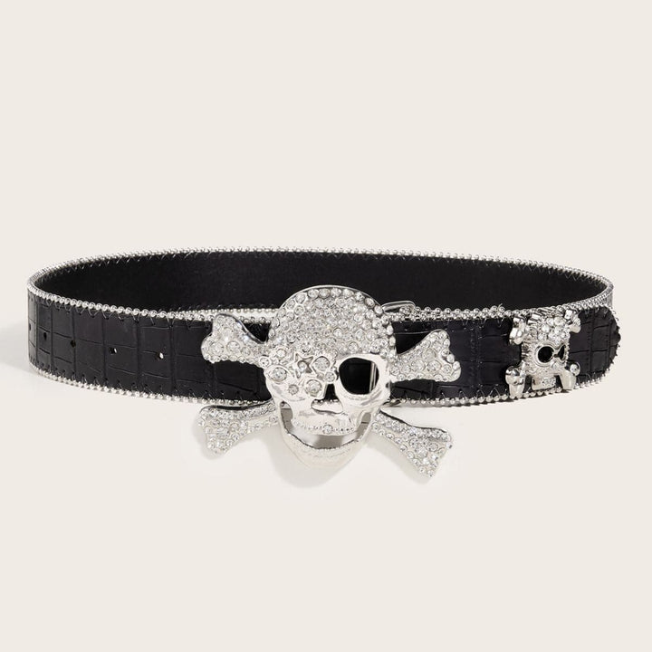 Skull decor rhinestone contrast belt  | Festival Outfits Women