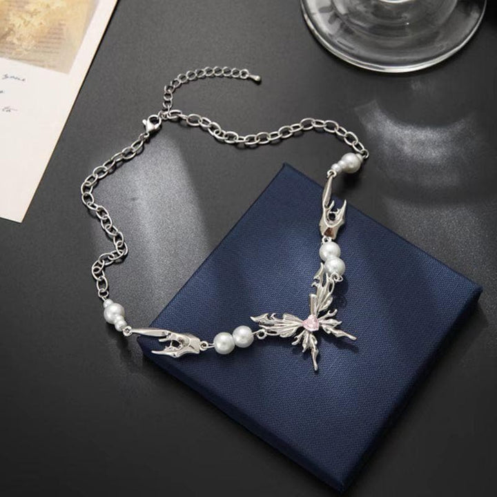 Butterfly adjustable faux pearl choker necklace  | Festival Outfits Women