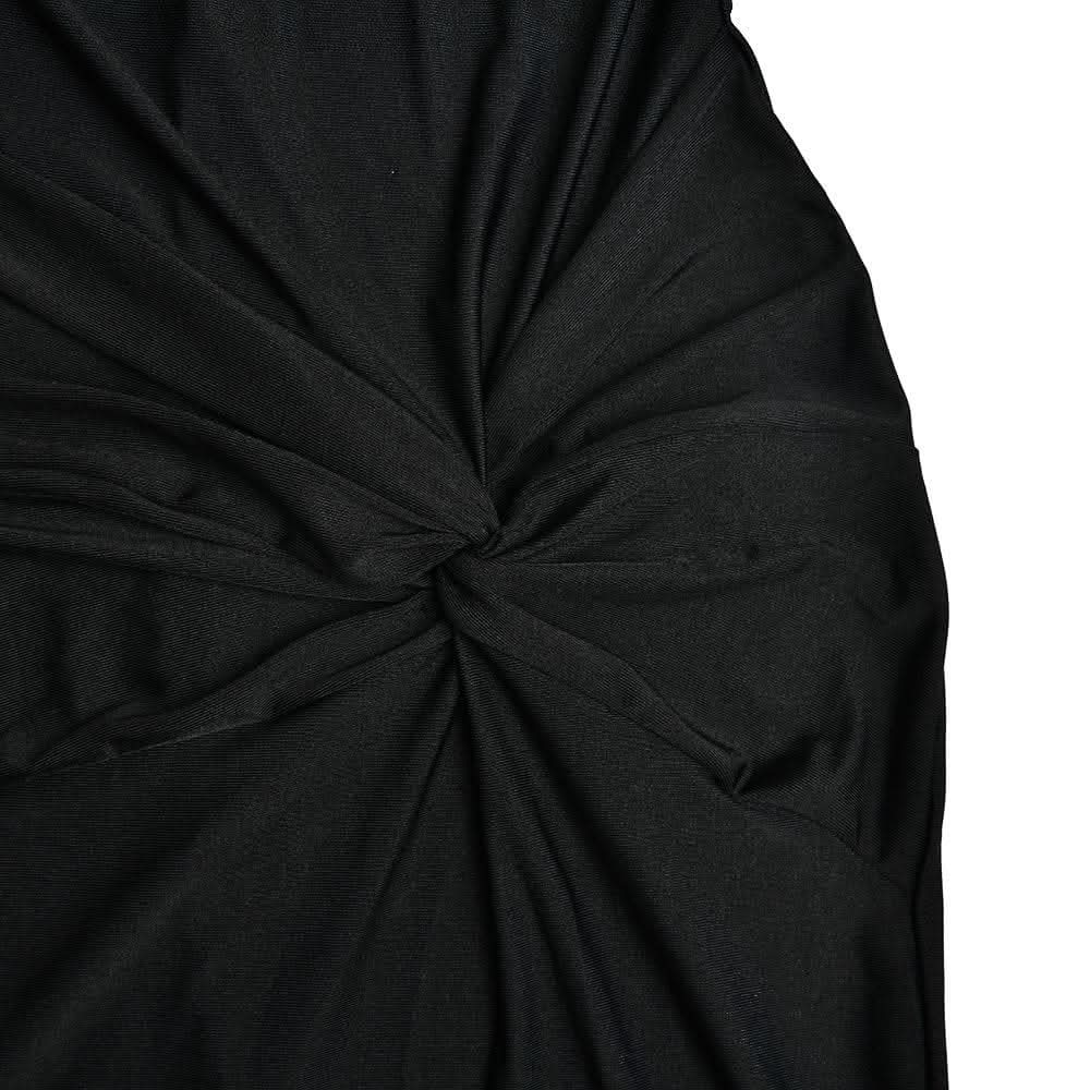 Metal chain square neck slit solid knotted maxi dress-final-sale  | Festival Outfits Women