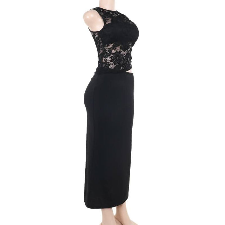 Sleeveless lace hollow out cut out maxi dress  | Festival Outfits Women