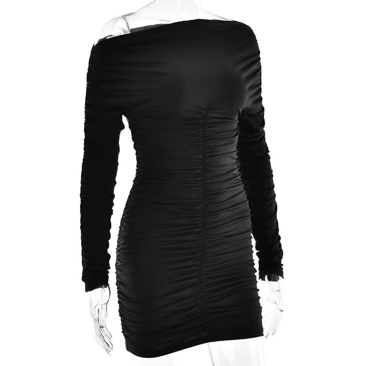 Off shoulder long sleeve ruched mini dress  | Festival Outfits Women