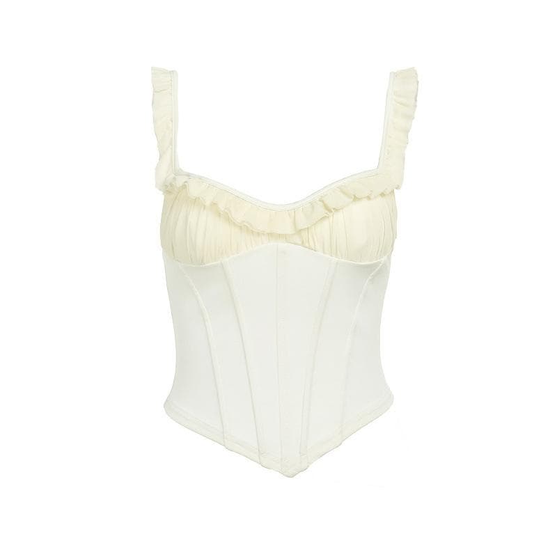 Ruffle corset patchwork stitch cami top  | Festival Outfits Women