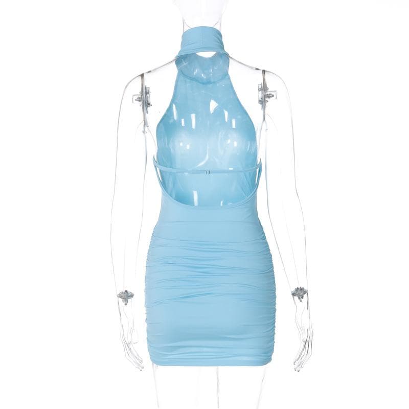 Riga mai tsayi da dogon wuya mai ruffled baya mara baya | Kayan Biki na Mata