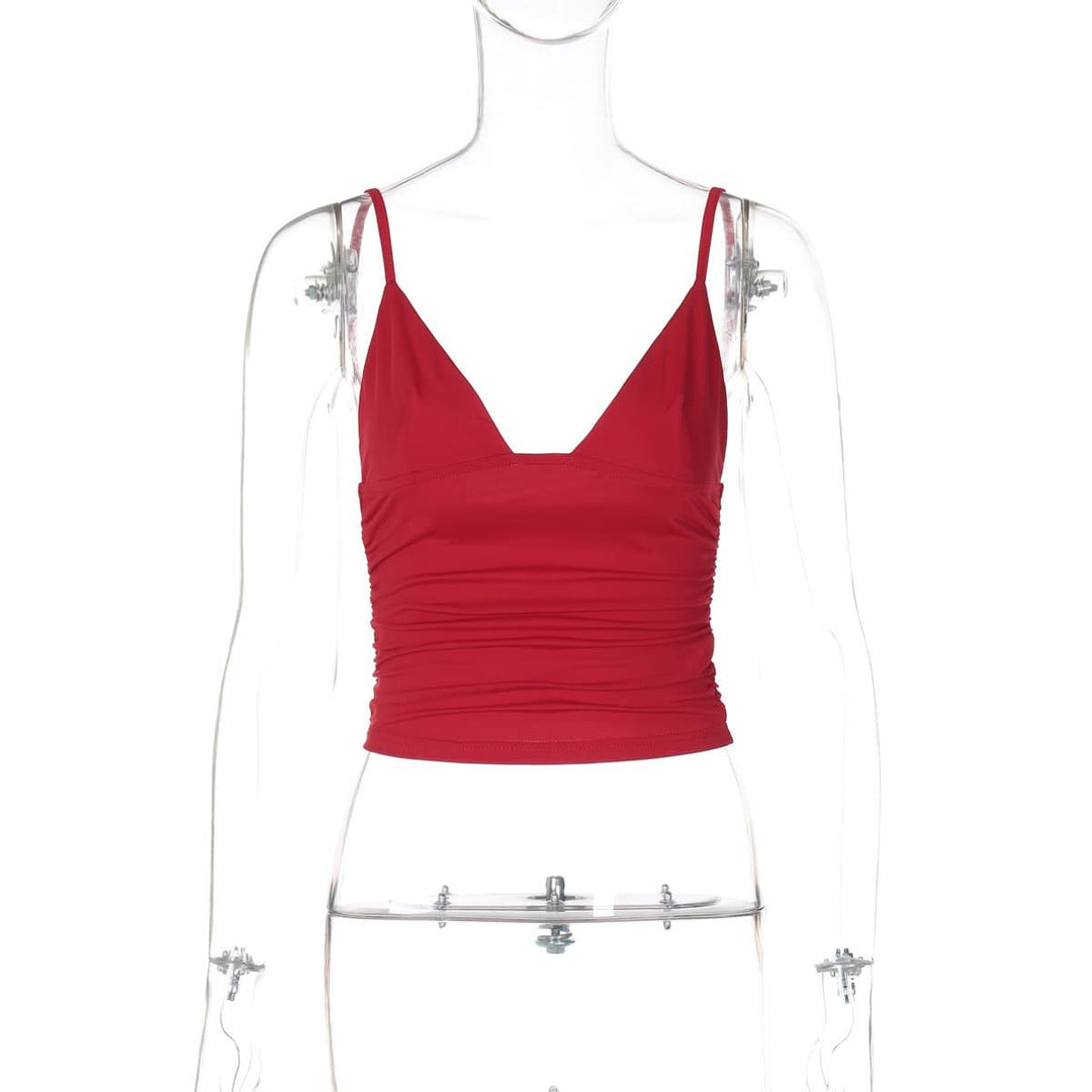 Ruched backless solid crop top  | Festival Outfits Women