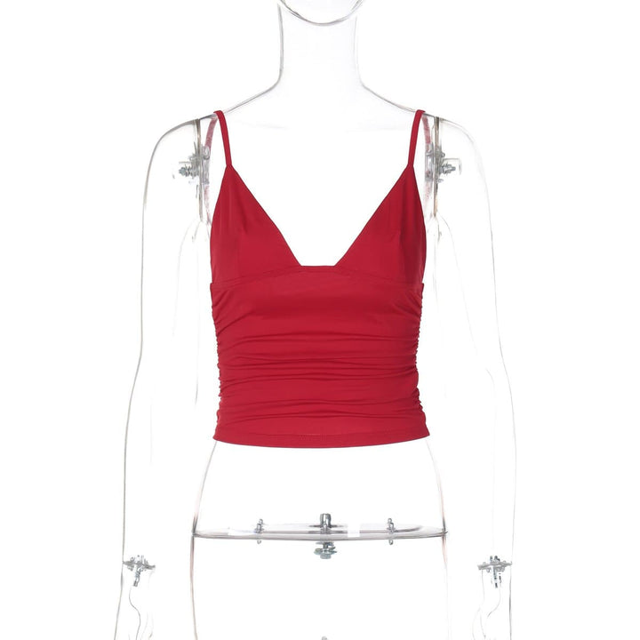 Ruched backless solid crop top  | Festival Outfits Women