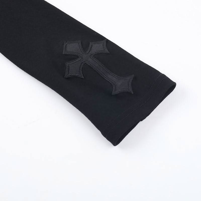 Long sleeve high neck cross pattern solid top  | Festival Outfits Women