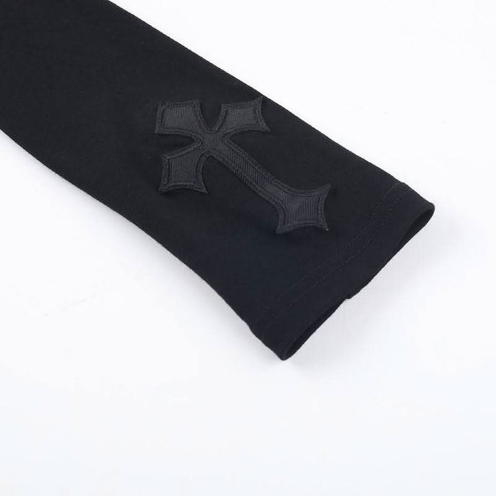 Long sleeve high neck cross pattern solid top  | Festival Outfits Women