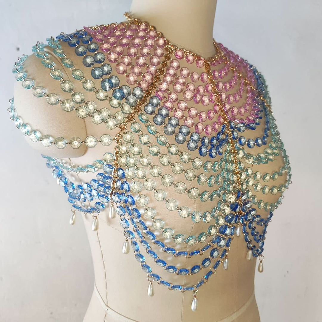 Halter beaded backless hollow out crop cut out top  | Festival Outfits Women
