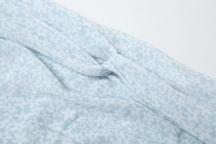 Sheer mesh ruffle flower print tube midi dress  | Festival Outfits Women