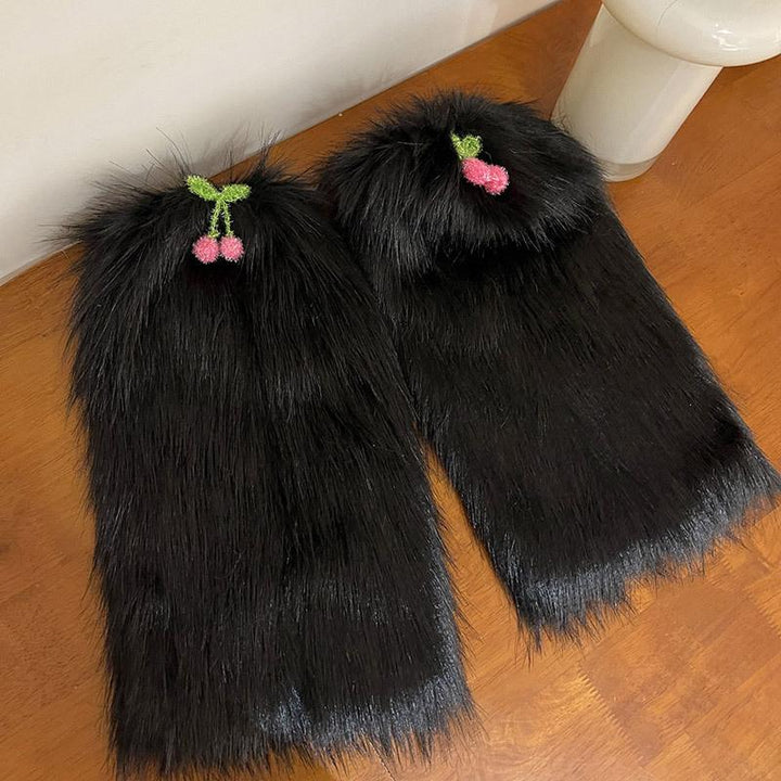 Furry cherry decor leg warmer  | Festival Outfits Women
