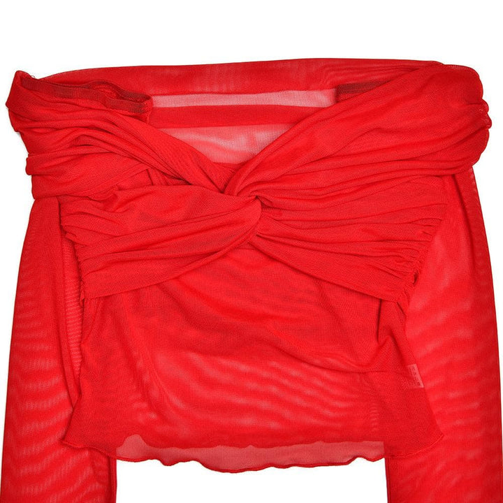 Long sleeve off shoulder sheer mesh maxi skirt set  | Festival Outfits Women