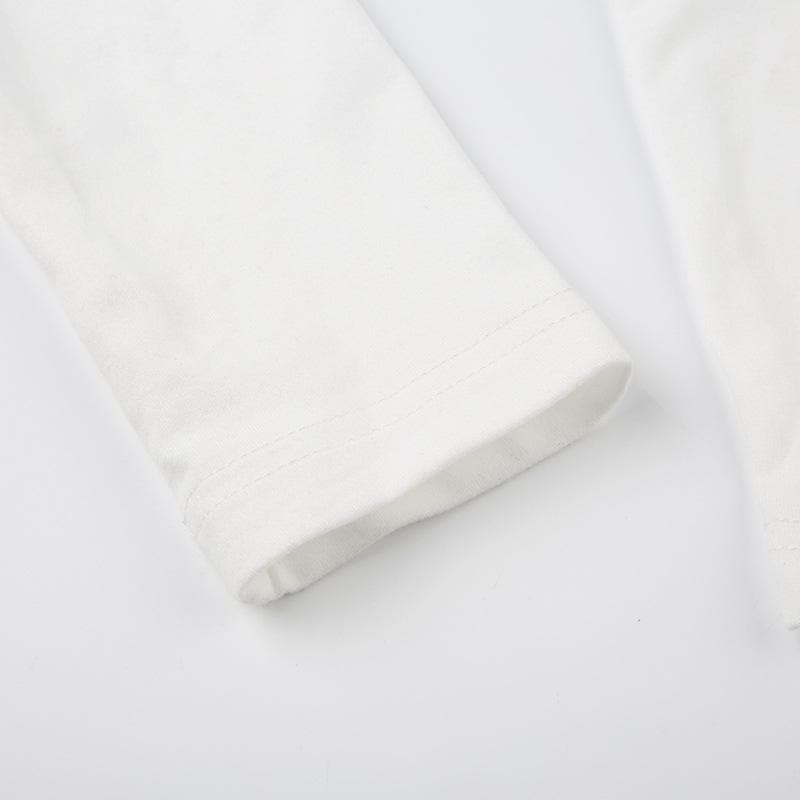 Long sleeve bowknot pattern contrast crop top  | Festival Outfits Women