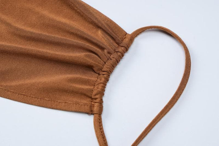 Hollow out ruched cross back cami cut out maxi dress  | Festival Outfits Women