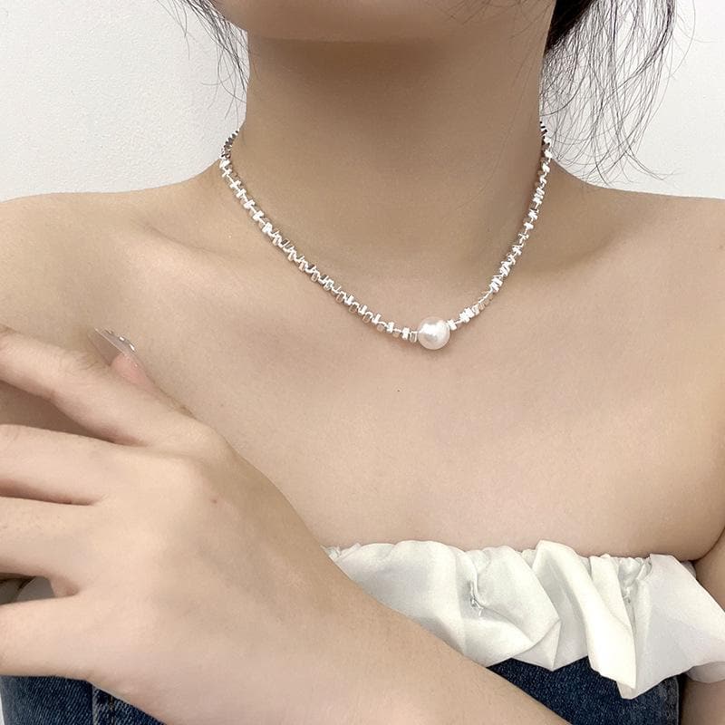 Beaded faux pearl chain necklace  | Festival Outfits Women