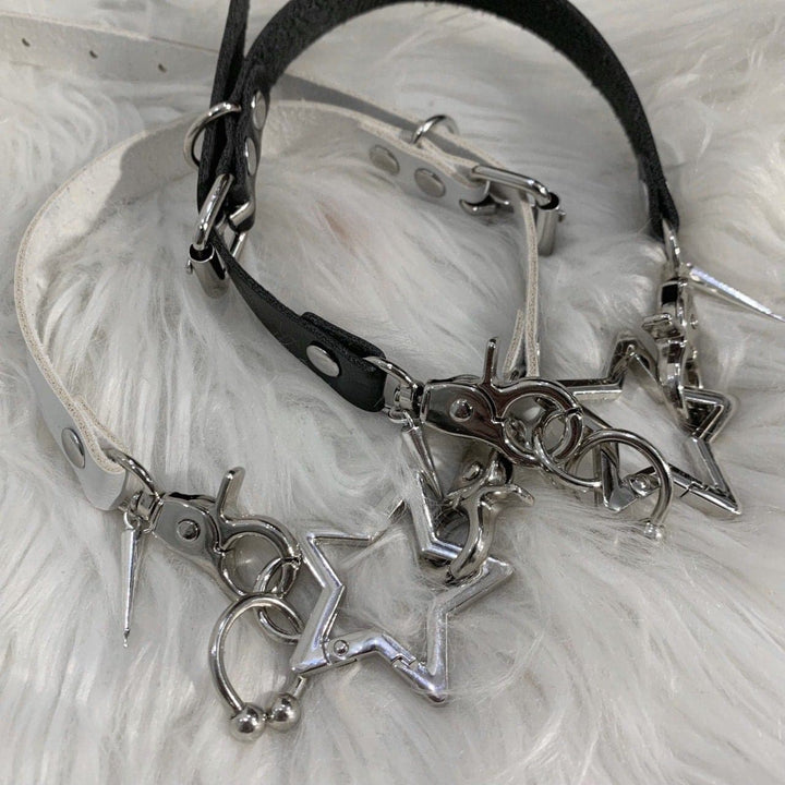 Star decor PU leather adjustable choker necklace  | Festival Outfits Women