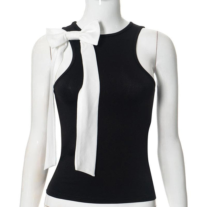 Crew neck bowknot applique tank top  | Festival Outfits Women