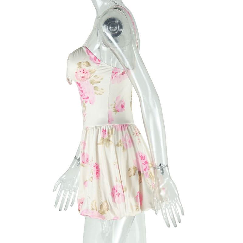 Flower print padded self tie cami mini dress  | Festival Outfits Women
