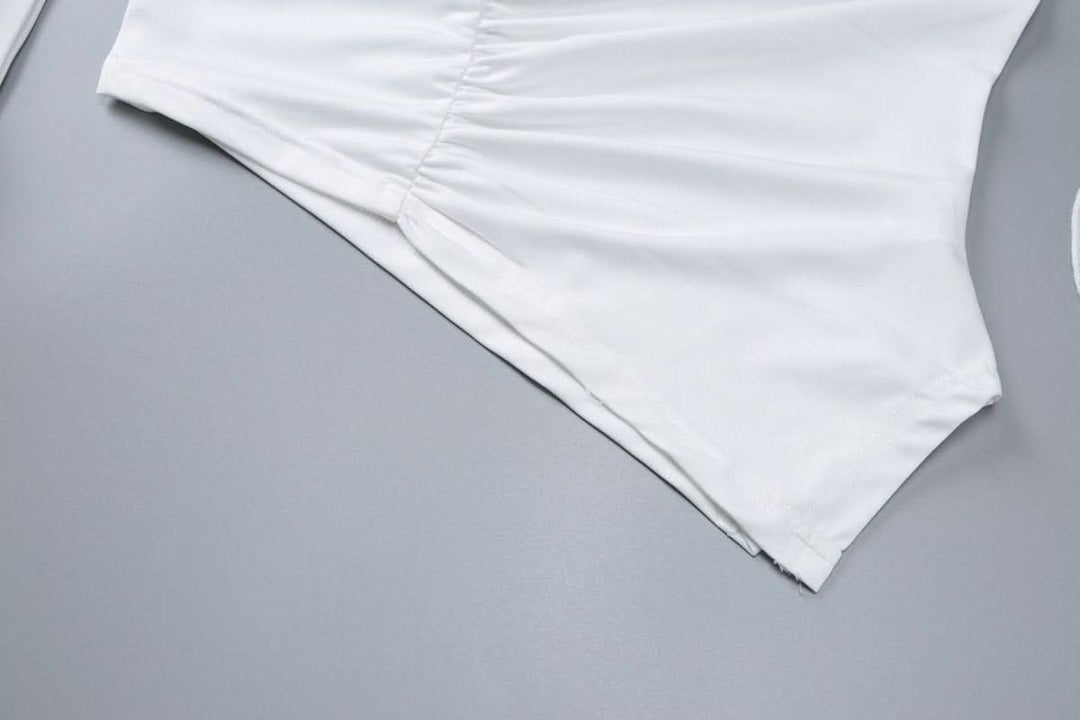 Long flared sleeve crewneck irregular solid top  | Festival Outfits Women-final-sale