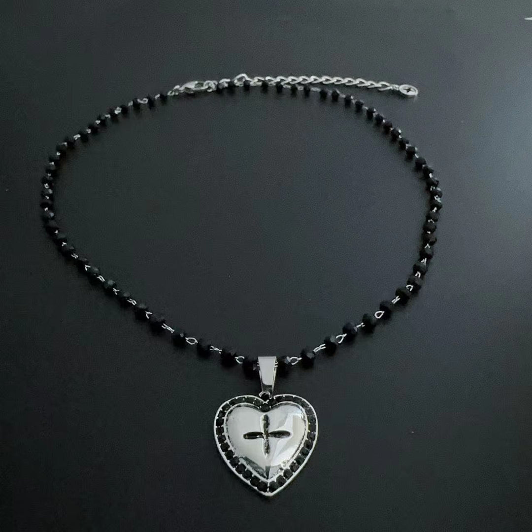 Heart cross beaded 2 pcs necklace  | Festival Outfits Women