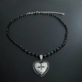 Heart cross beaded 2 pcs necklace  | Festival Outfits Women