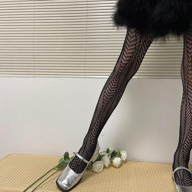Sheer lace hollow out solid tights  | Festival Outfits Women