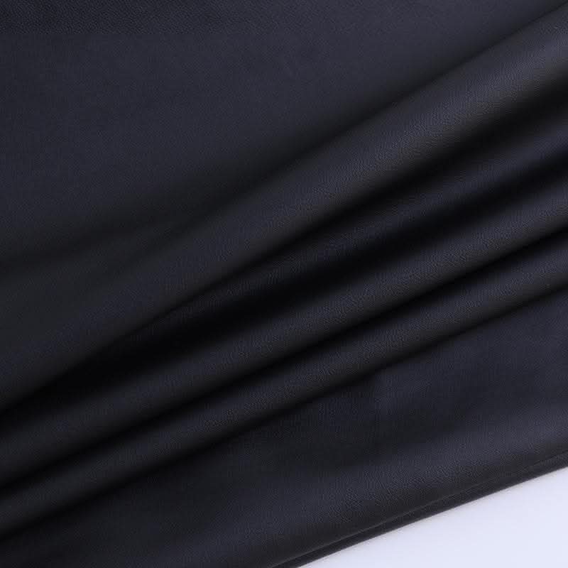 Gloves solid PU leather irregular one shoulder slit midi dress-final-sale  | Festival Outfits Women