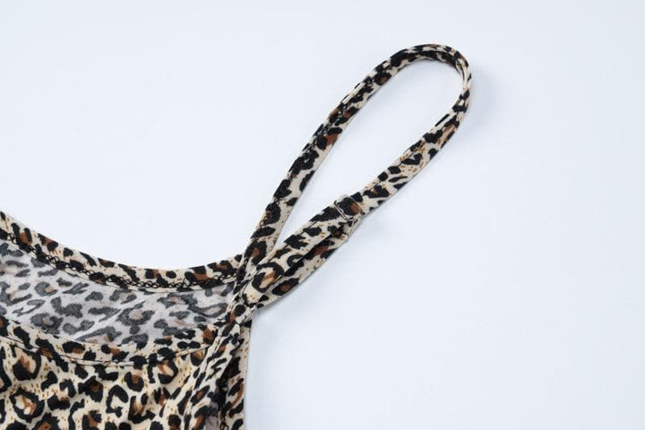 Leopard print u neck backless cami top  | Festival Outfits Women  | Cheetah Print Top
