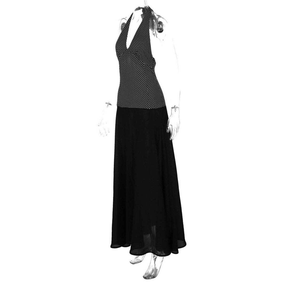 Halter polka dot print backless maxi dress-final-sale  | Festival Outfits Women