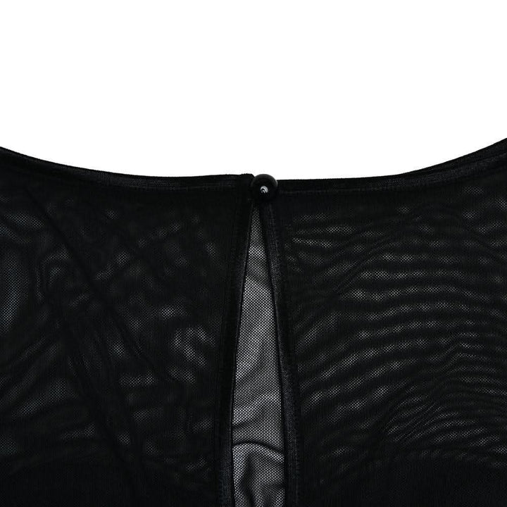 Long sleeve mesh patchwork button midi dress-final-sale  | Festival Outfits Women